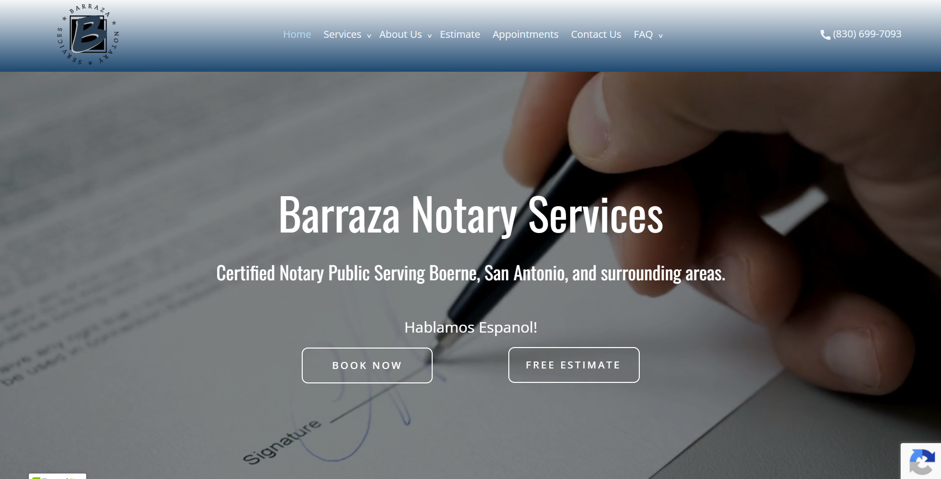 Barraza Notary website