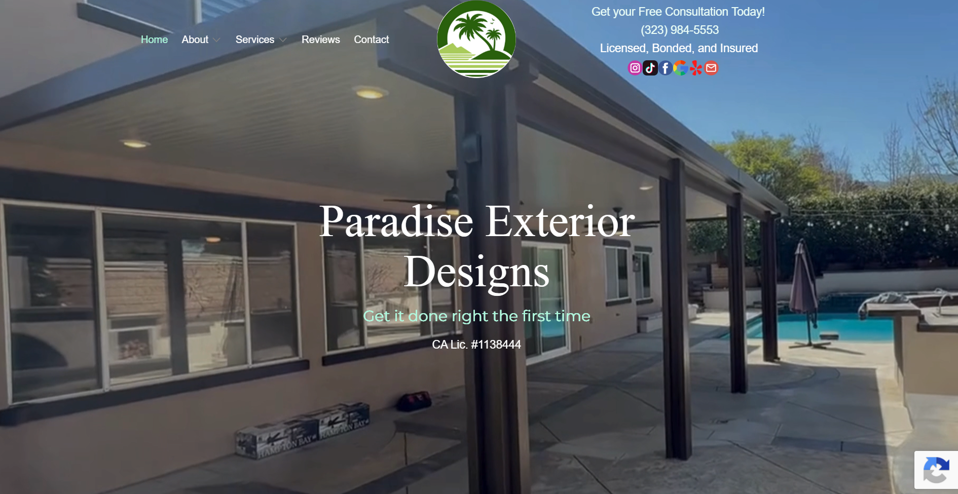 Paradise Exterior Designs website