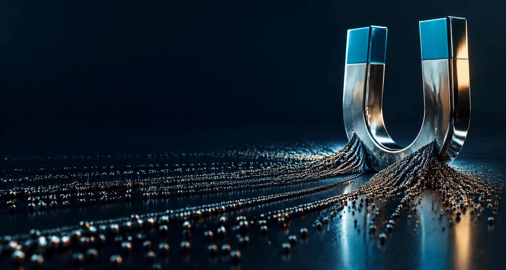 A chrome magnet attracting metallic particles